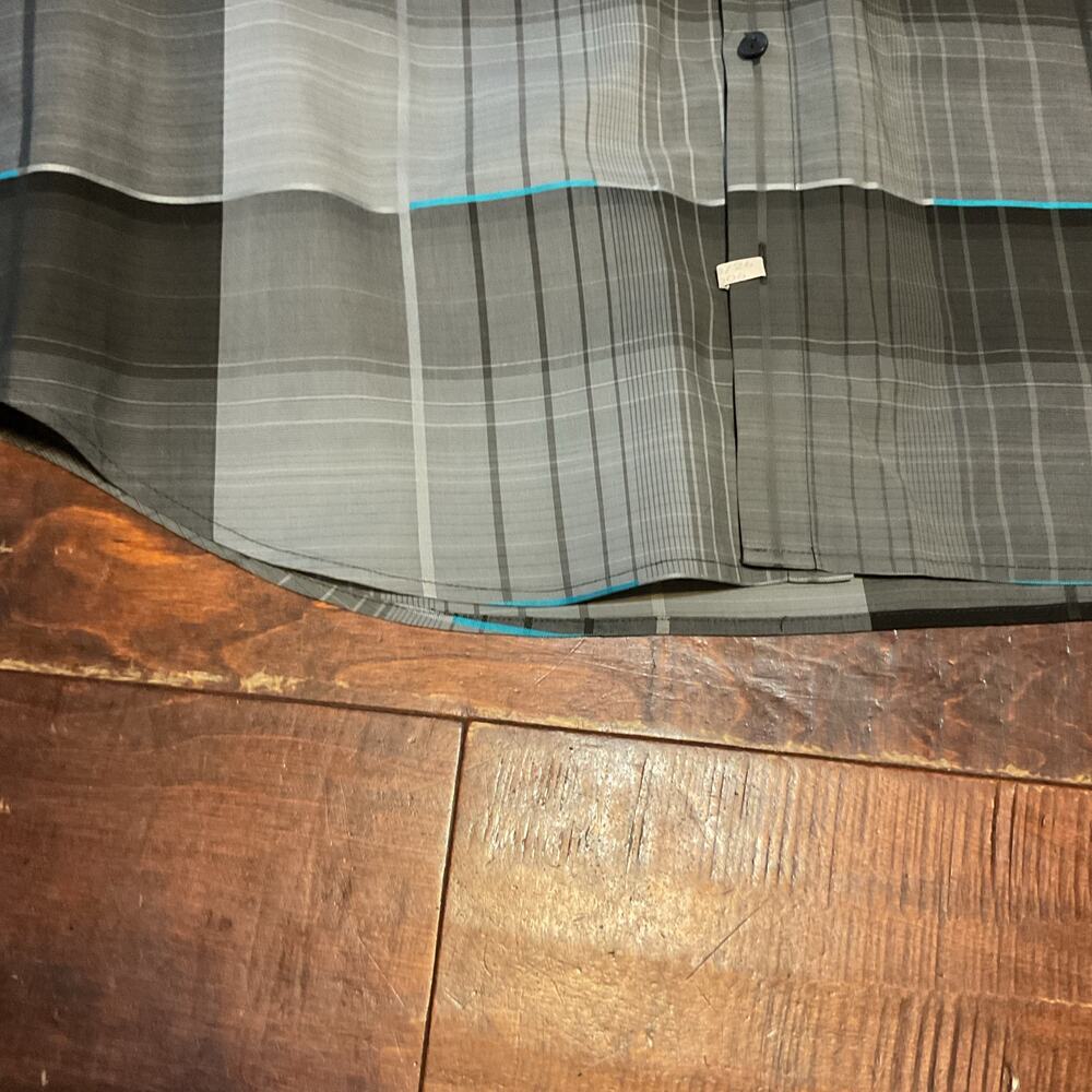 Calvin Klein Men's Bold Gray/Turquoise Check Button Down Sx XXL - Picture 3 of 6